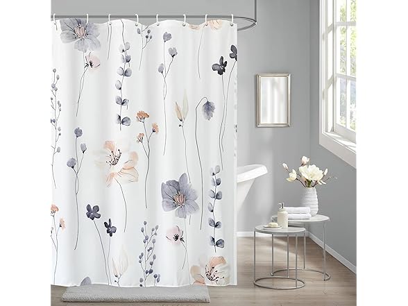 Floral Shower Curtain Set Blue 72x72