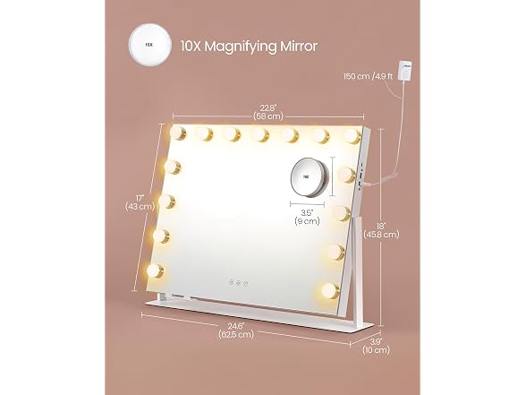 SONGMICS Vanity Makeup Mirror with Lights Matte White