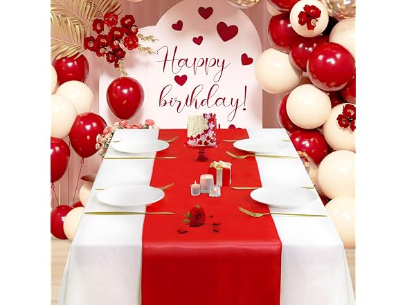 5 Pack Red Satin Table Runner 12 x 108 Inch