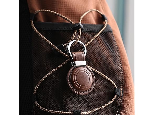 Genuine Leather AirTag Keychain Holder