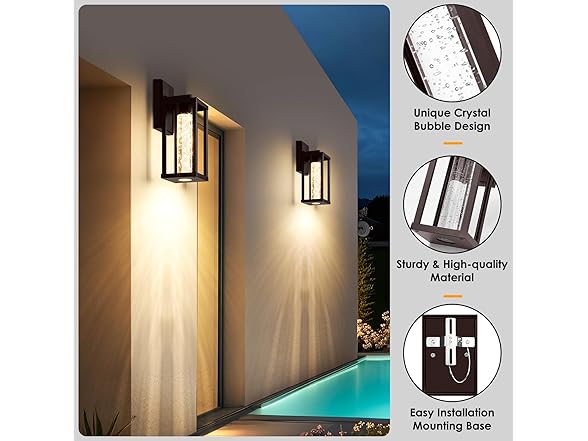 Brightever B0DP4C15BJ Outdoor Wall Light Brown 2-Pack
