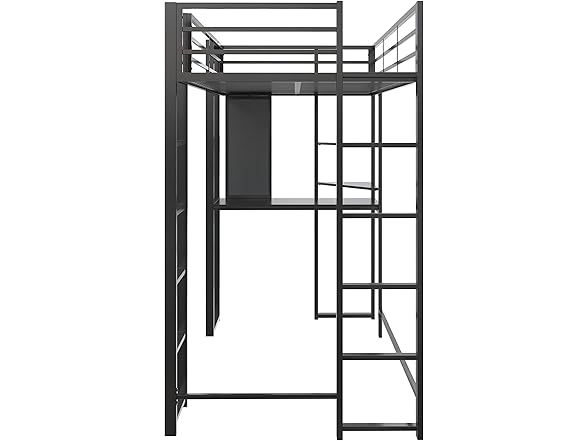 DHP Abode Twin Size Metal Loft Bed, Black