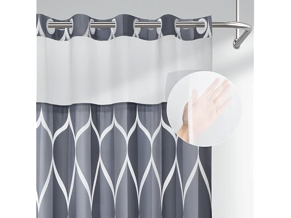 Yiatn Grey Blue No Hook Shower Curt