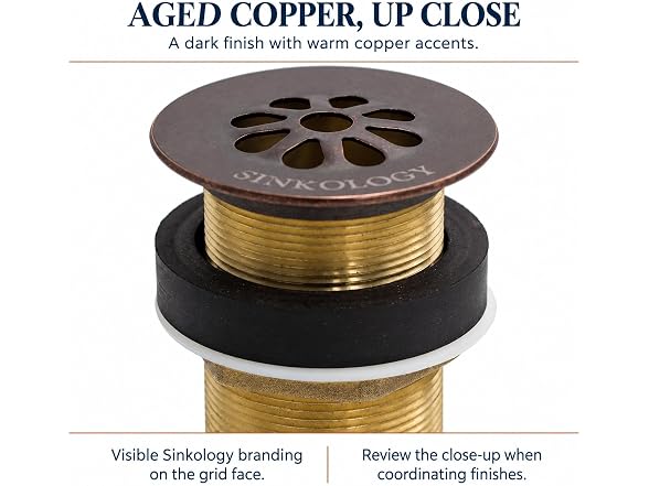 SinkSense 1.5" Grid Sink Drain in Aged