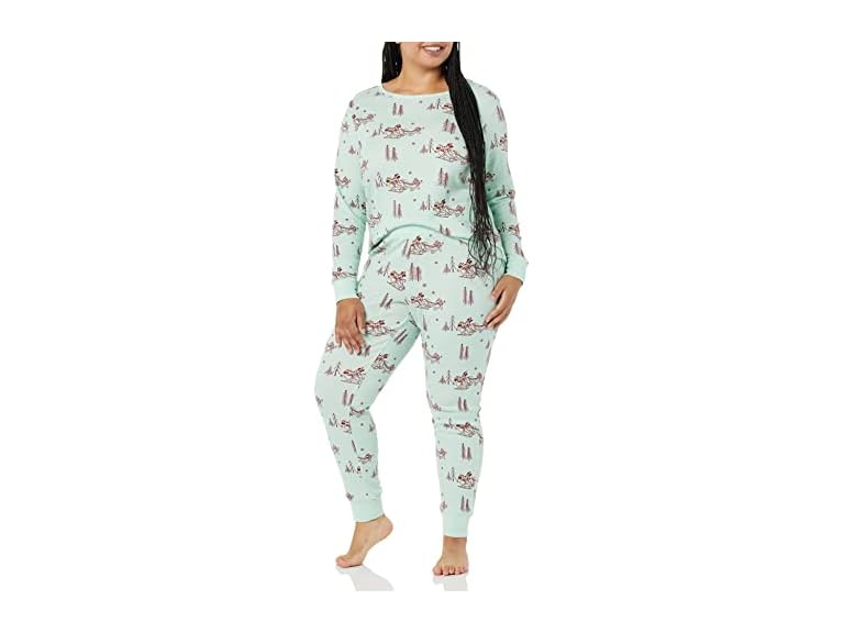 Amazon Essentials Disney | Marvel | Star Wars Women's Snug-Fit Cotton Pajama Sleepwear Sets, Mickey Winter - Womens Snug-fit, X-Large