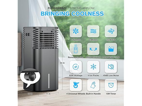 FLOWBREEZE 24" Windowless Portable Air Conditioner