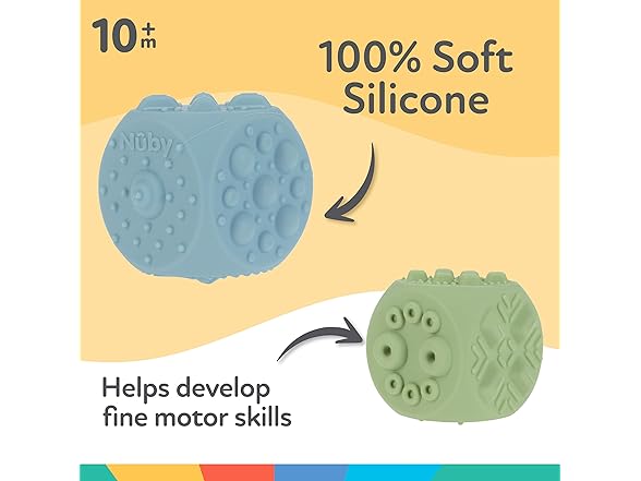 Nuby Silicone Block Poppers - (2-Pack) - Your Choice