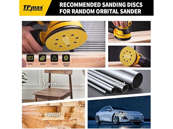 TPmax 70PCS 5 Inch 125mm 8 Hole Sanding Discs