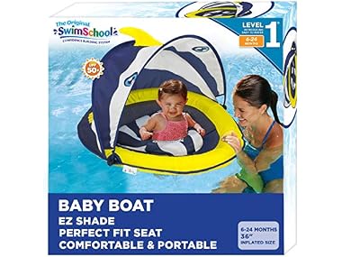 $12.99, Was $38.99, 66% Off! SwimSchool Deluxe Baby Float with Adj Canopy dealfomo