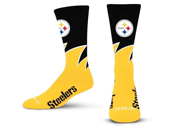 PITTSBURGH STEELERS (Large) Black Wave Crew Sock