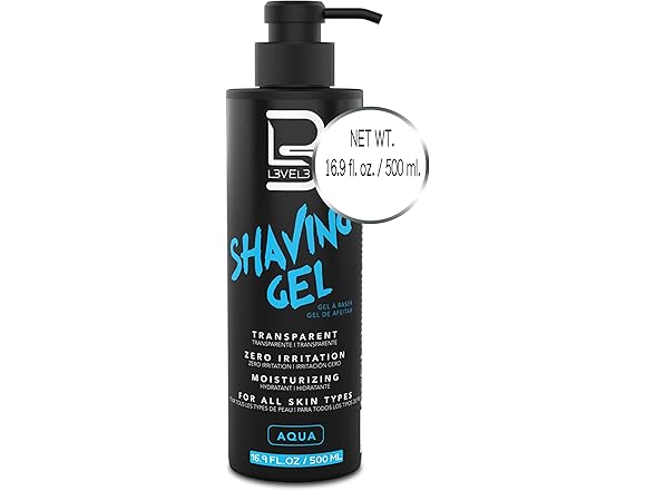 (3 Pack) Level 3 Transparent Shaving Gel, Aqua, 16.9 oz
