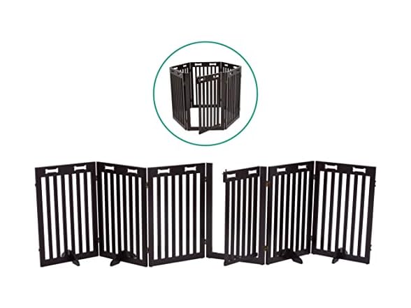 Arf Pets Arf Pets Freestanding Dog Gate with Door, 6 Panel