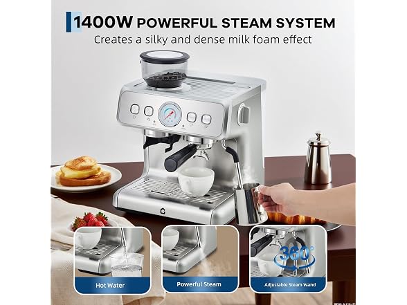 MOVECOM 20 Bar Espresso Machine with Built-in Grinder 