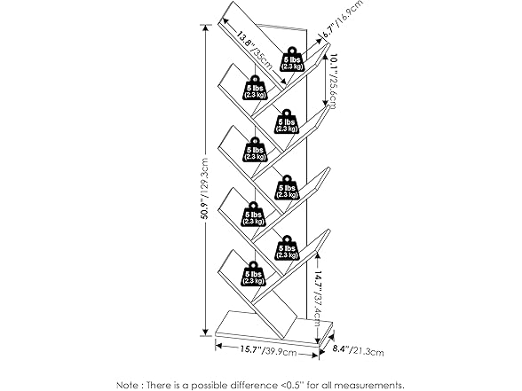 Furinno Tree Bookshelf 9-Tier Floor Bookcase