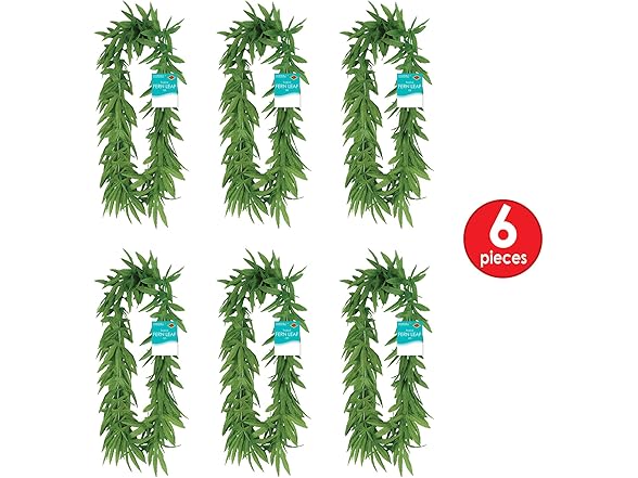 Beistle Tropical Fern Leaf Leis 6-Pack Green