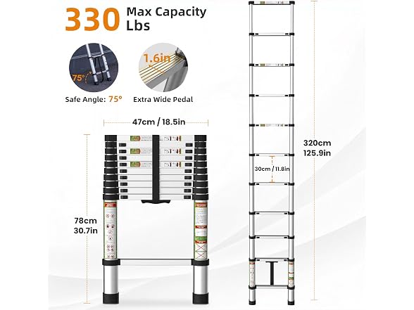 SPIEEK W0893 Telescoping Ladder 10.5FT (Open Box)