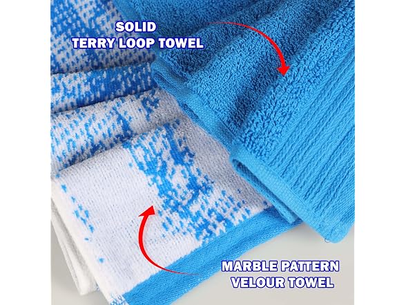 Superior Cotton Marble Jacquard Rope Border Towel Set