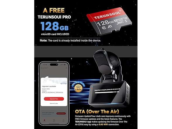 TERUNSOUl 4K Dash Cam Front and Rear