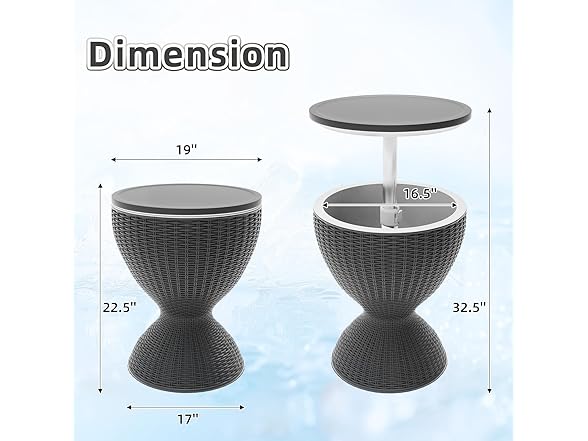 Black Patio Bar Side Table