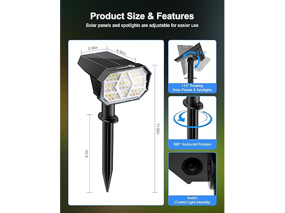 Brightown 4Pack Solar Spot Lights Outdoor