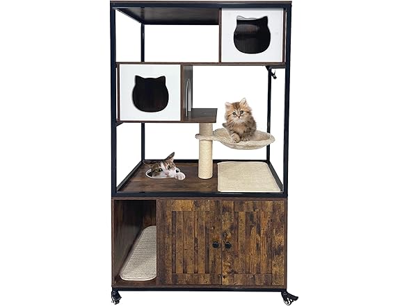 Litter Box Furniture Cat Tree with Litter Box