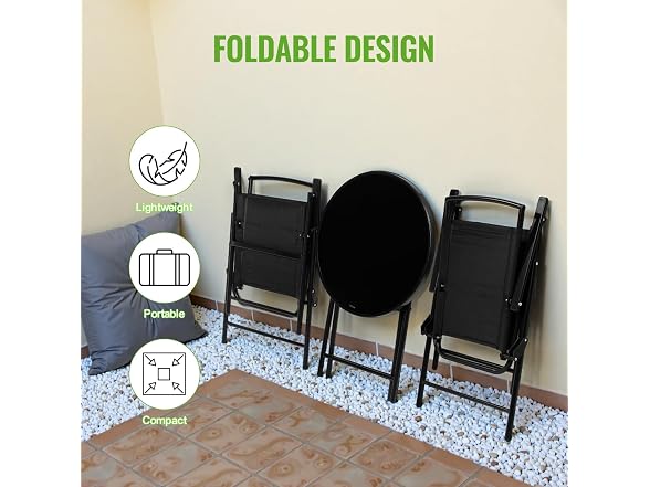Backyard Expressions 3-Piece Folding Bistro Set