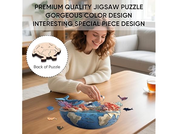 Ixfyloop Wooden Puzzles for Adults, Whale Earth