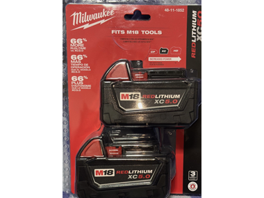 $109.99, Was $269, 59% Off! Milwaukee 48-11-1852 M18 REDLITHIUM XC 5.0Ah 2pk dealfomo