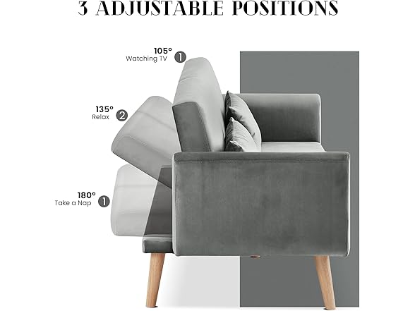 DKLGG Grey Futon Sofa Bed