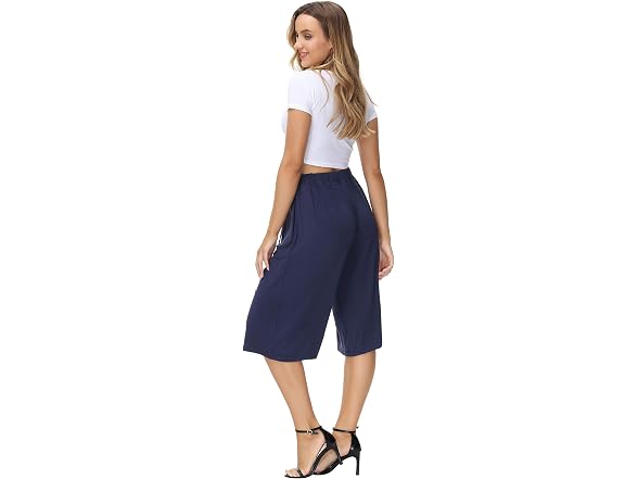 How'on Women (S) Elastic Waist Wide Leg Soft Pants