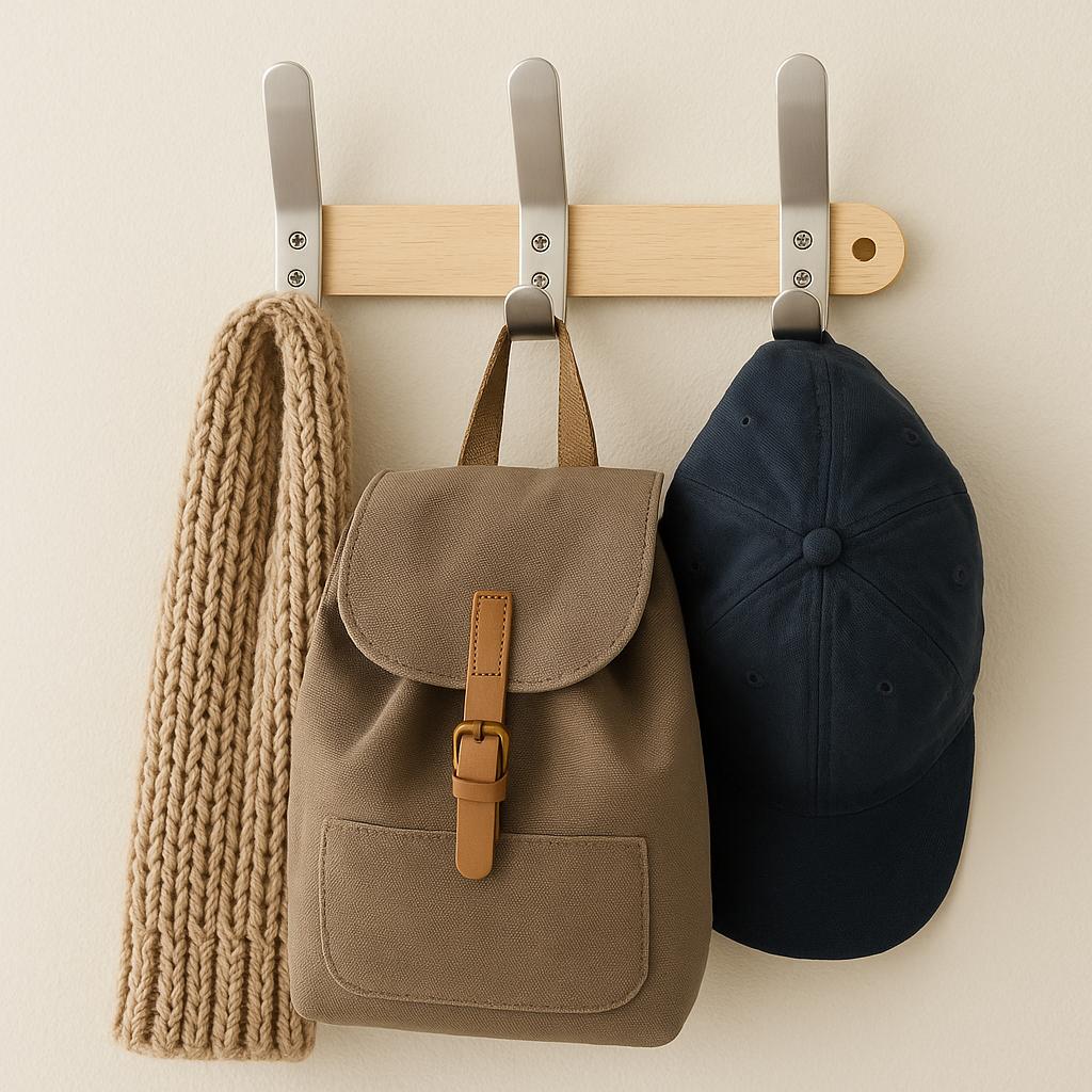 Wall Mounted Wood & Metal Hook Coat Rack - Gallery 23