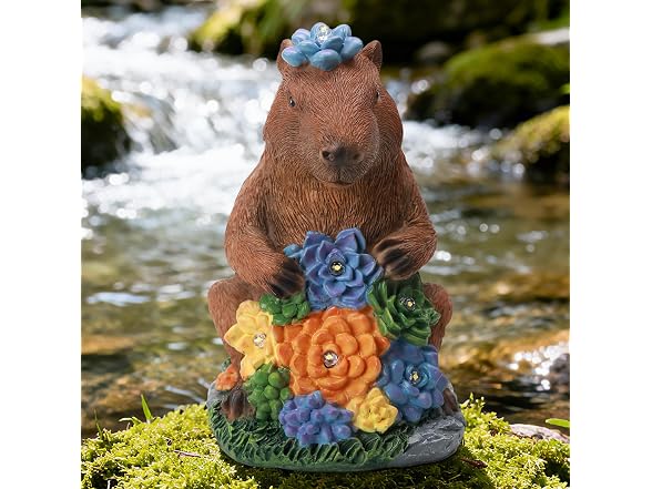 Solar Capybara Garden Statue