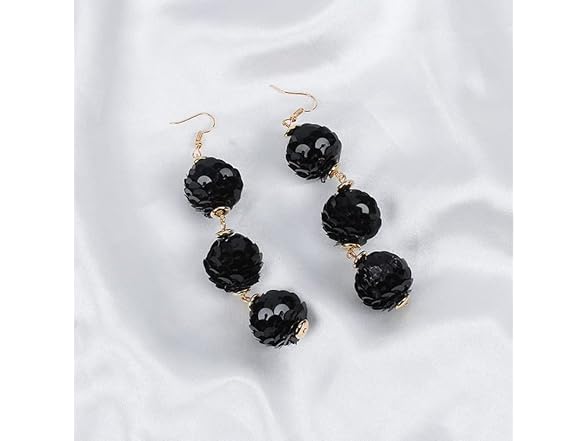 Glitter Sequin Ball Dangle Stud Earrings