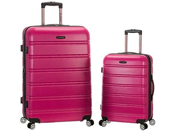 Rockland Melbourne Hardside 2PC Luggage, Magenta, (20"/28")