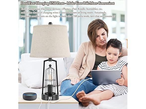 Brightever Table Lamps with 2 USB Ports