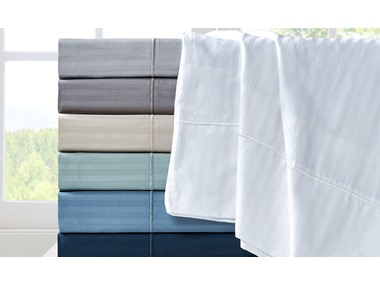 $44.99, Was $129, 65% Off! 500TC Cotton Damask Stripe 4PC Sheet Set dealfomo