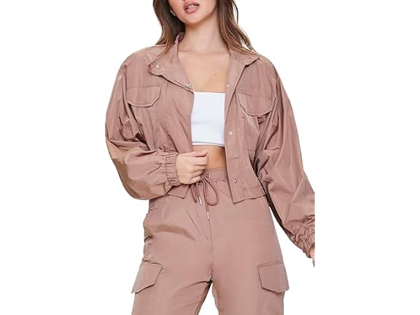Forever 21 Women's (M) Cropped Raglan-Sleeve Windb