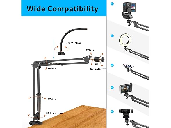 Pozliv Overhead Camera Mount w/ Ring Light