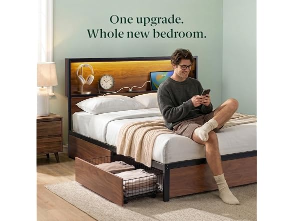 Zinus Kai Platform Bed Frame, Four Underbed Storage Drawers, Queen