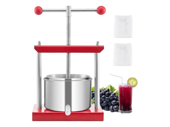 Fruit Wine Press, 0.88 Gallon/3.36L, 2 Stainless