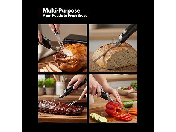 OVENTE Electric Knife Set with Two Serrated Stainless Steel Blades