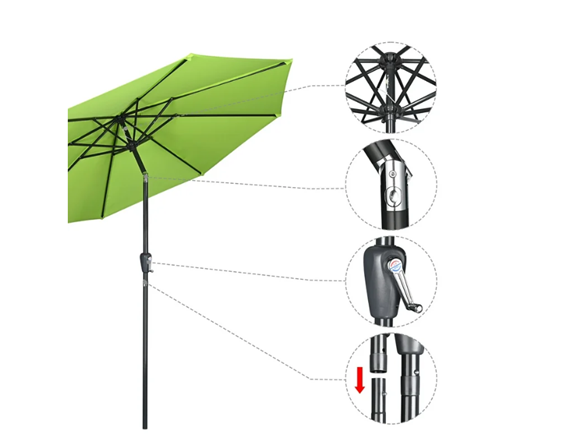 Yescom 9Ft UV50+ 3000PA Outdoor Umbrella Green