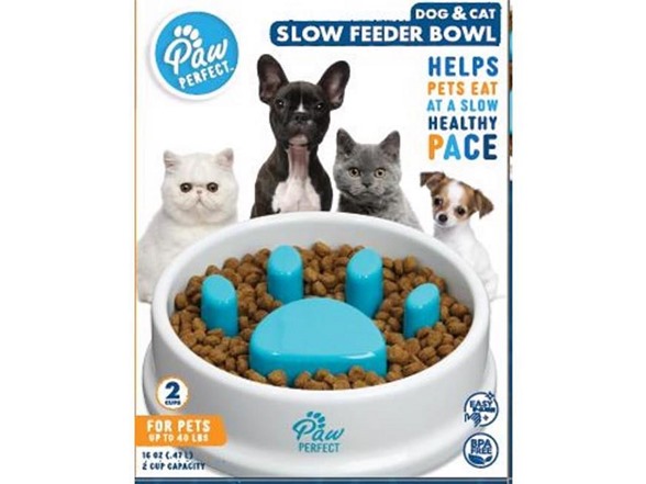 PAW PERFECT NB-8643x3 3-Pack Multi-PK Slow Feeder 16 oz Pet Bowl