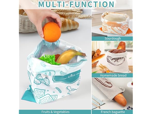 4-Pack Bread Bags for Homemade Bread