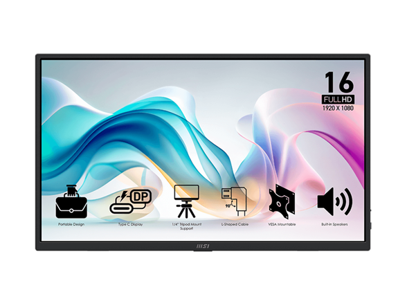 MSI 16" FHD Portable Monitor | PRO MP165 E6 CT
