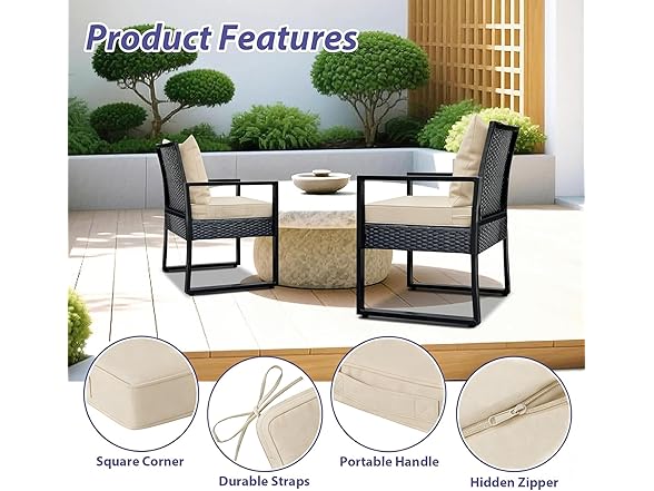 White Patio Chair Cushions 24"x24"