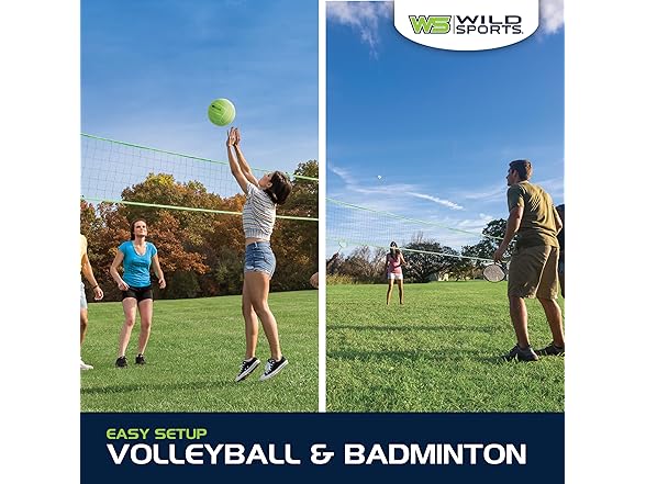WildSports 2-in-1 Volleyball & Badminton Combo Set