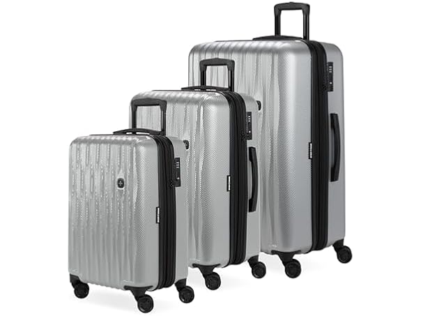 $159.99, Was $550, 70% Off! SwissGear 7272 Energie Luggage Silver, 3-Piece Set (19/24/27) dealfomo