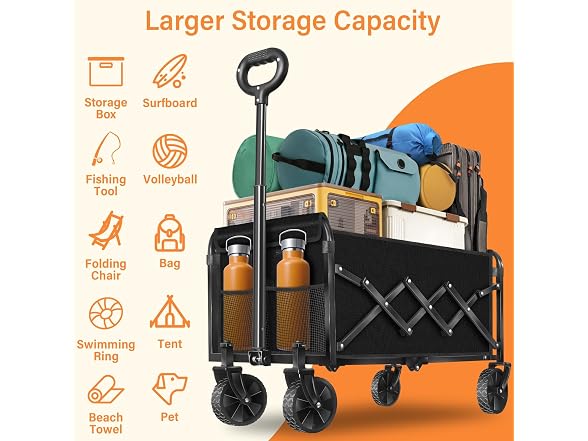 Exovyn Wagons Carts Foldable, Black
