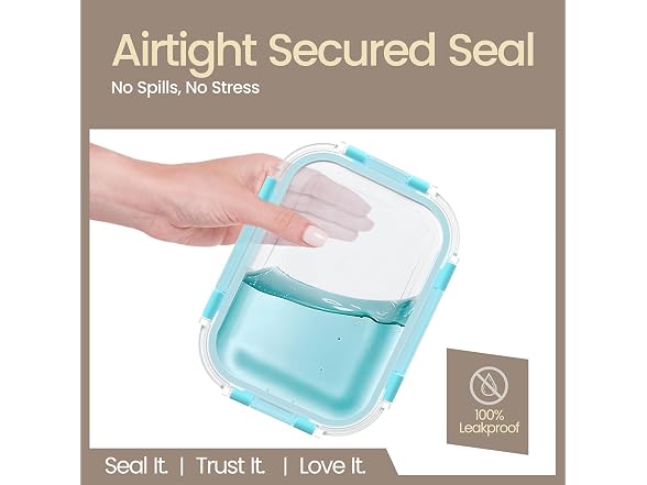 Borosilicate Glass Food Storage Containers with Lids 24 Piece Aqua